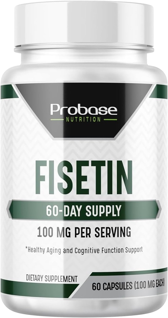 Probase Nutrition Fisetin Senolytisk supplement 100mg høj potens 60- dag levering til cellulær sundhed