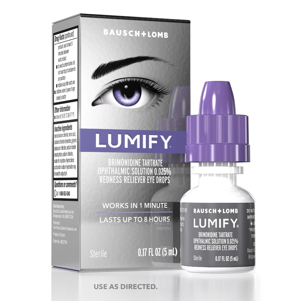 LUMIFY øjendråber for røde øjne, rødme reliever for Brighter udseende øjne, fungerer i 1 minutter & holder op til 8 timer, øjendråber, 0.17 Fl Oz (5 ml)