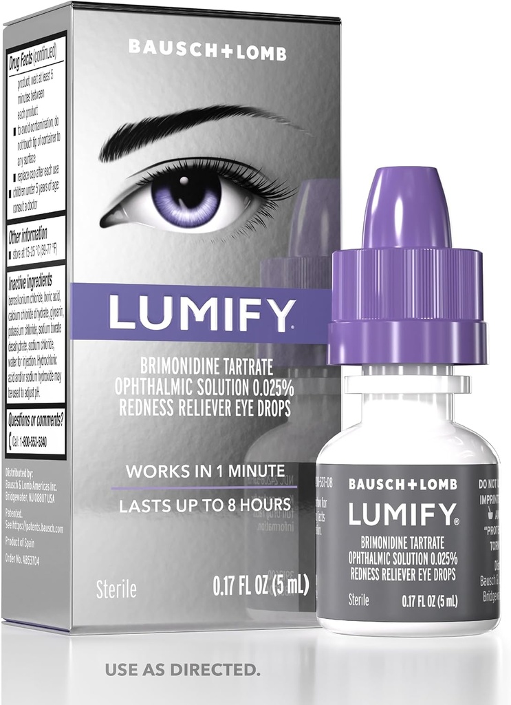 LUMIFY øjendråber for røde øjne, rødme reliever for Brighter udseende øjne, fungerer i 1 minutter & holder op til 8 timer, øjendråber, 0.17 Fl Oz (5 ml)