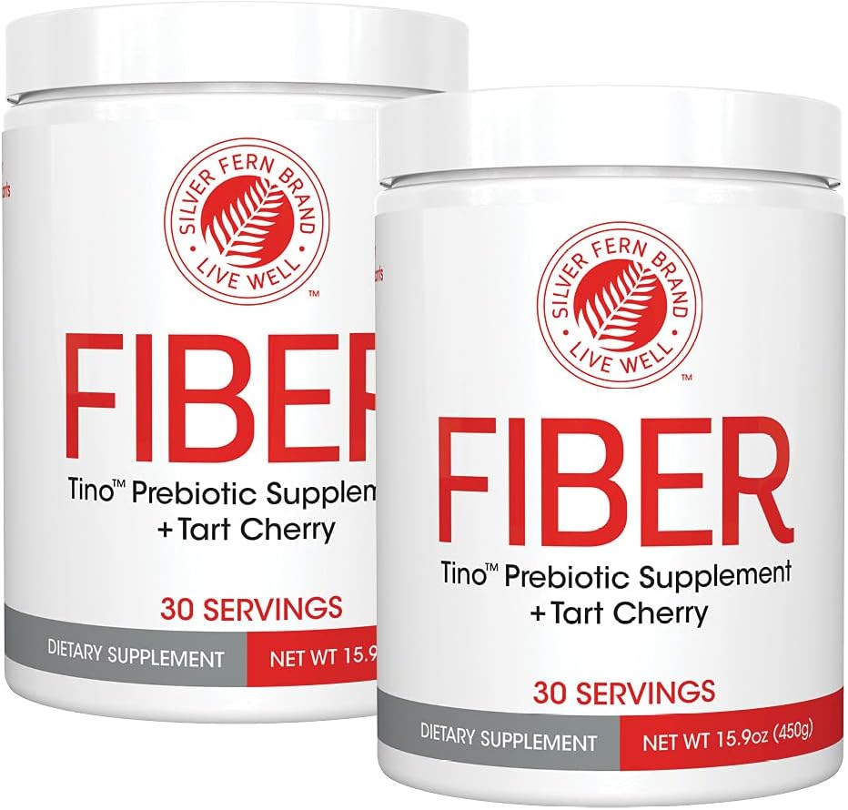 Tino High Fiber Supplement Powder - Non-GMO, Pre- biotic, vand opløselig, fordøjelsesvenlig, pulveriseret Mix - Tilføj til vand, Juice, shakes, cereal & More (2 beholdere - 15.9 Oz. ea.)
