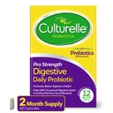 Culturelle Pro Styrke Daglig Probiotika For fordøjelsessygdomme (2 måneders Tilgang) med Prebiotika til kvinder & mænd, Understøtter Lejlighedsvis Diarré, Gas & Bloating, Gluten & Soy Free, 60 Greve