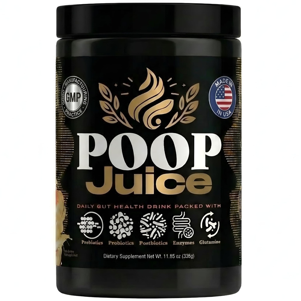 Poop Juice 5- in-1 Prebiotic, Probiotic, Postbiotic, fordøjelsesfremmende enzymer & glutamin supplement pulver - Bloat Relief, Gut & immunforsvar - Sukker & laktose- Free - 30 Servere (Strawberry Lemonade)