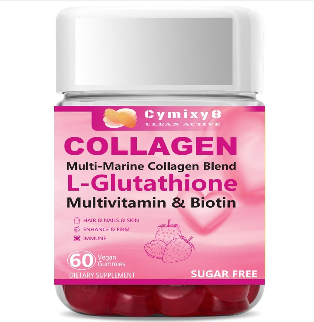 Glutathione Biotin Collagen Glow Gummies, Extra-Strength L-Glutathione & Colageno Hidrolizado for Women & 10000mcg Biotin & Multivitamin for Women for Hair Skin Nail