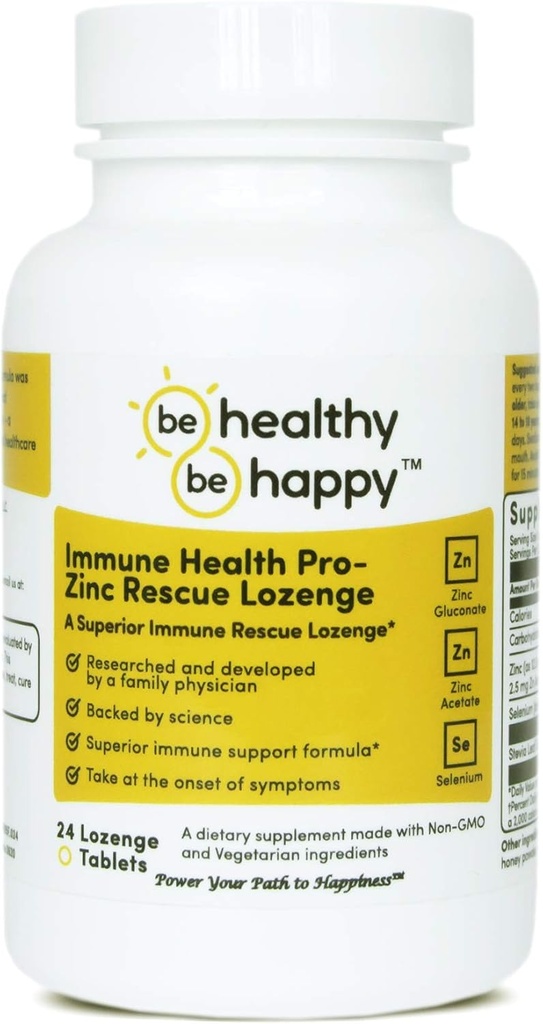 Vær sund! Vær glad! Immunsundhed Pro - Zink Rescue Lozenge fælles kolde Relief Formel & immunsystem support 24 greve.