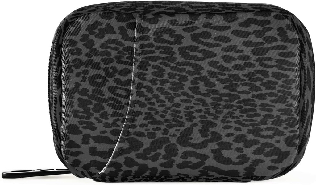 xigua Leopard Black Pill Box 7 Day Travel Pill Cases Bag, Ugentlig Portable Pill Organizer Bag med lynlås til Vitamin Supplement Fish Oil