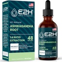 E2H Ashwagandha Liquid Drops - All- Natural Ashwagandha Supplement til Stress Relief og Mood Enhancer- Organic Ashwagandha Root Extract Effektiv Cortisol Manager