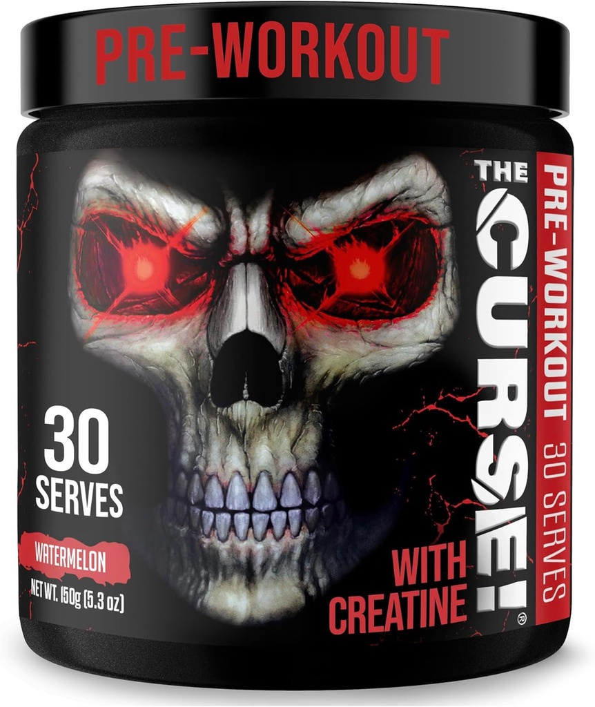 JNX SPORTER Forbandelsen! Pre Workout pulver til mænd og kvinder, Koffein, Beta- Alanine, Creatin, L- Citrullin, 30 Servere, Watermelon Flavor - Boost energi, Styrke og fokus