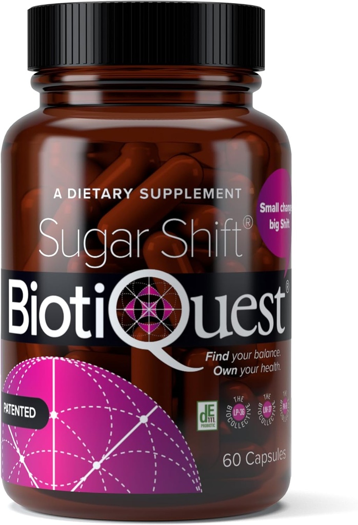 BiotiQuest Sugar Shift Probiotika til støtte mod pathogener og beskytte dit immunsystem, 22 milliarder CFU, non-GMO, og Gluten Free, 60 kapsler