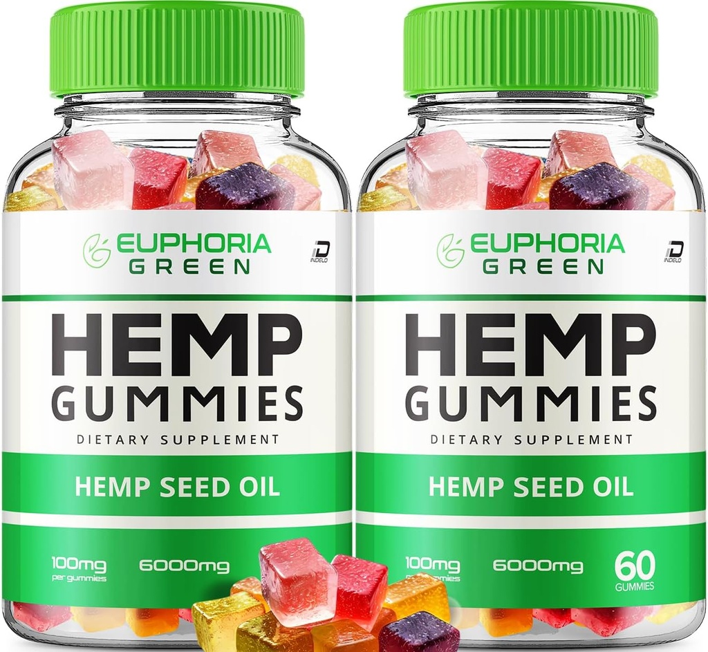 Euphoria Green Hamp Gummies - med Hamp Seed Extract EuphoraGreen Hamp Gummies Tinnitus Herbal Support, Sundhed og Wellness Support, All Natural Euphoria Green Hamp Gummy (2 Pack - 120 Gummies)