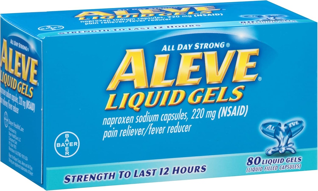 Aleve Liquid Gels med Naproxen Natrium, 220mg (NSAID) Pain Reliever / Fever Reducer, 80 Greve (pakke med 2)