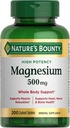 Nature 's Bounty Magnesium 500 mg tabletter, High Potency Magnesium supplement for ben & muskel sundhed, hele kroppen støtte, 200 greve (pakke med 1)