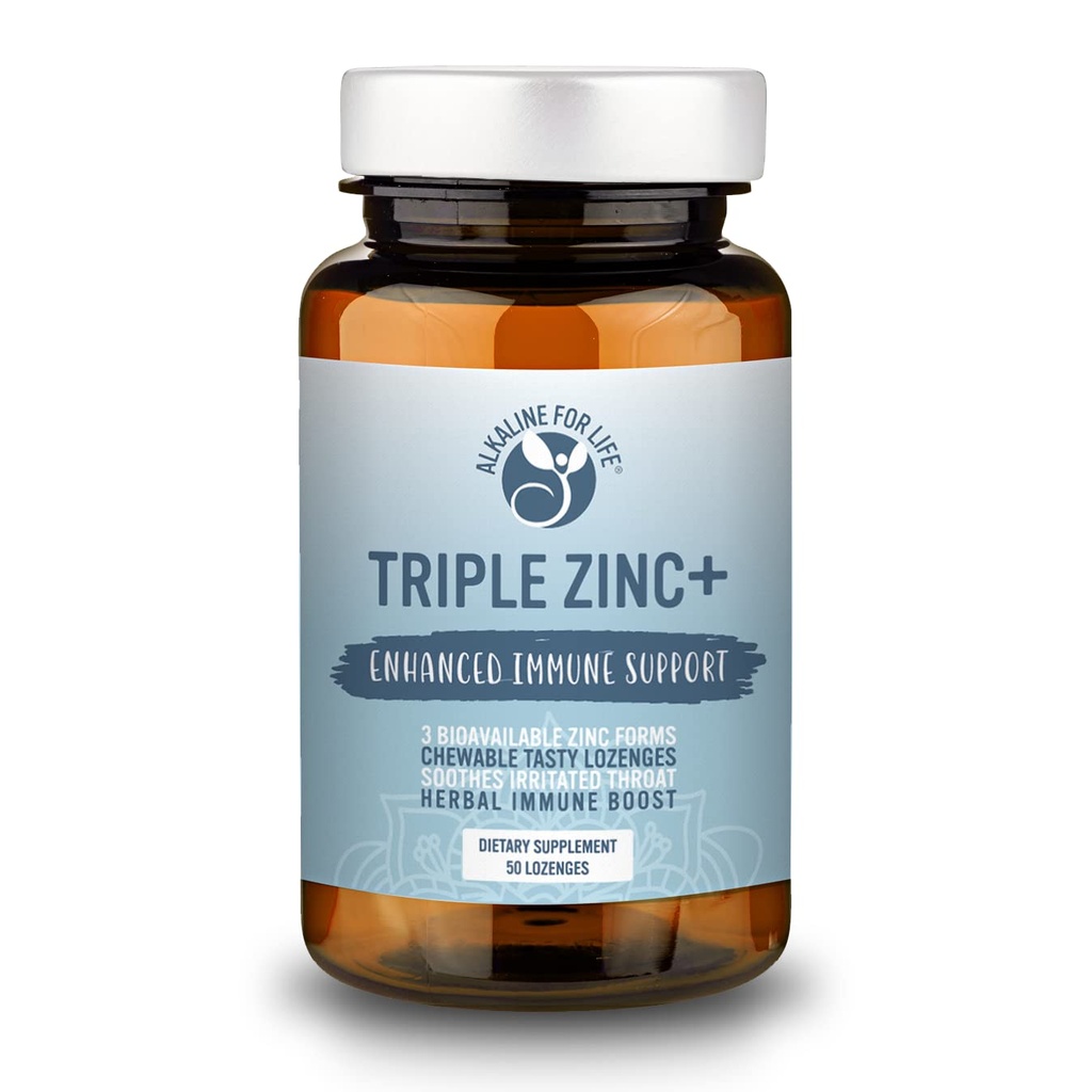 Triple Zink Lozenges - 3 former for biotilgængelig Zink Glycinat, Zink Citrat, Zink Aspartat - Zink immunforsvar supplement Echinacea, Slippery Elm, OPC, C-vitamin, Sucanat honning