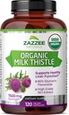Zazzee USDA Organic Milk Thistle 30: 1 Extract, 7500 mg Strength, 120 Vegankapsler, 80% Silymarin Flavonoider, Standardiseret og koncentreret 30X Extract, 100% Vegetarisk, All- Natural og Non- GMO