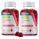 Viteey Vitamin B12 Gummies for voksne & Teens 1000mcg, Sugar Free - God for energi, Metabolisme, Natural Energy Support - Vegan, Gelatine Free, Gluten Free, GMO Free - Chewable Strawberry Flavored