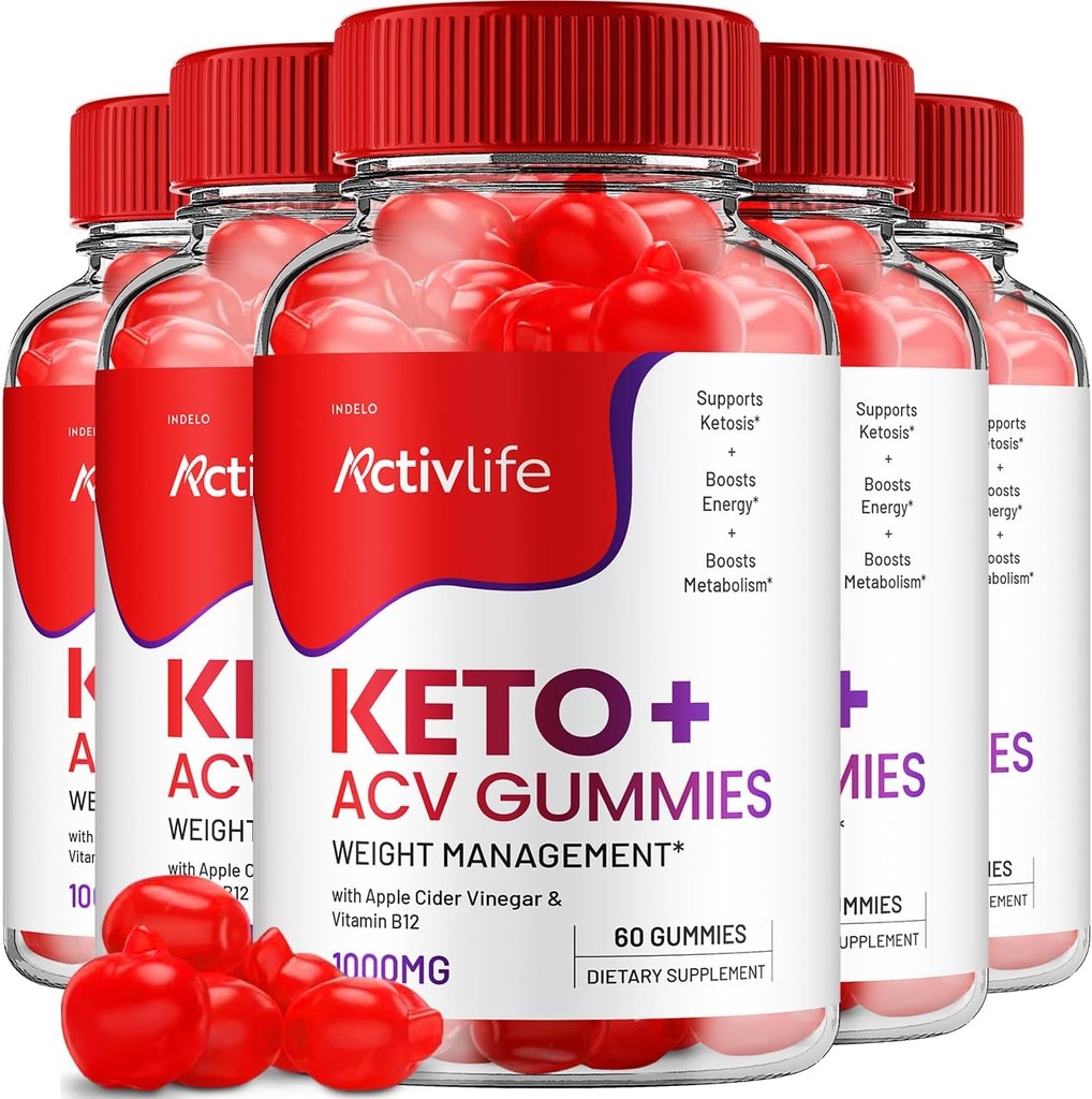 ActivLife Keto ACV Gummies - Active Life Keto Æble Cider Vincious Gummies, ActivLife Keto + ACV Weight Management Gummies ActiveLife Advanced 1000mg Formel (5 Pack - 300 Gummies)
