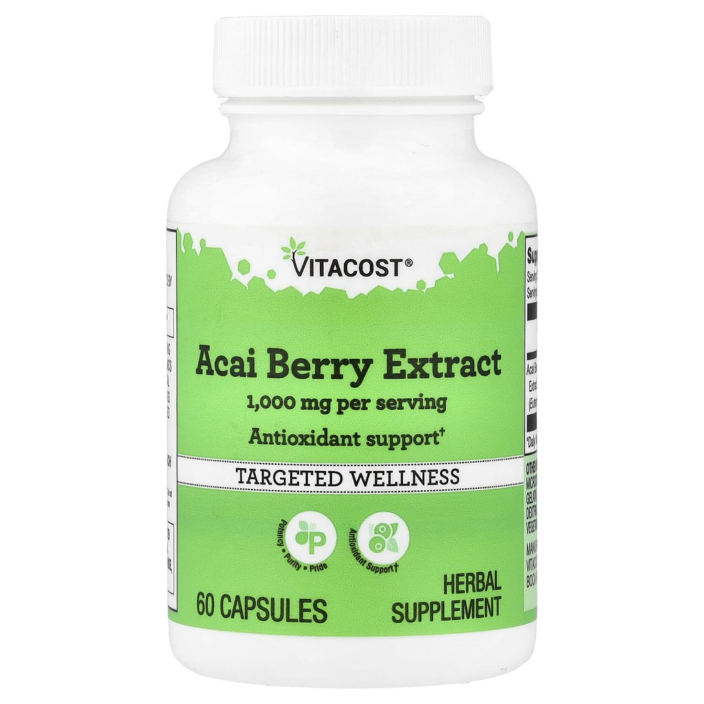 Vitacost Acai Berry Extract -- 1000 mg per portion - 60 kapsler