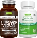 Multivitamin & mineraler for kvinder + Calcium & Magnesium Complex Vegan Bundle, Vedvarende udgivelse Avanceret Multivitamin + 2: 1 Plant baseret Algae Mineral Complex, af Igennus