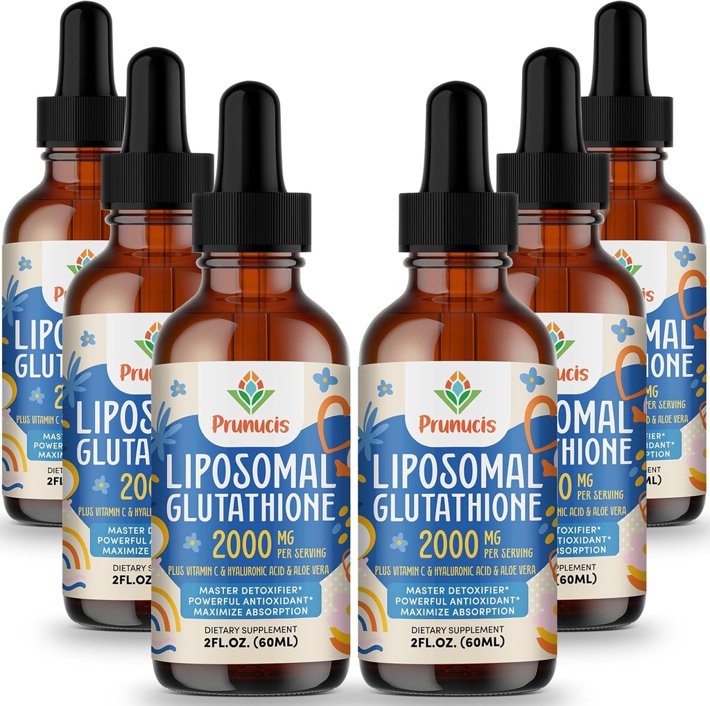 2000MG Liposomal Glutathione Liquid, 98% Absorption, Active Form L- Glutathione Supplement, Vegan Friendly, Powerful Antioxidant Complex for Immunsystem, Aging Defense, Detox, 12 FLLOZ