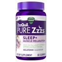 ZzzQuil Pure Zzzs Muskelrelaxation Melatonin Sleep Aid Gummies, Understøtter Muskelfunktion, Hjælper dig falde søvn naturligt, hurtigt, Melatonin + Magnesium, Ingen Next- Day Grogginess, Drug- Free, 60ct