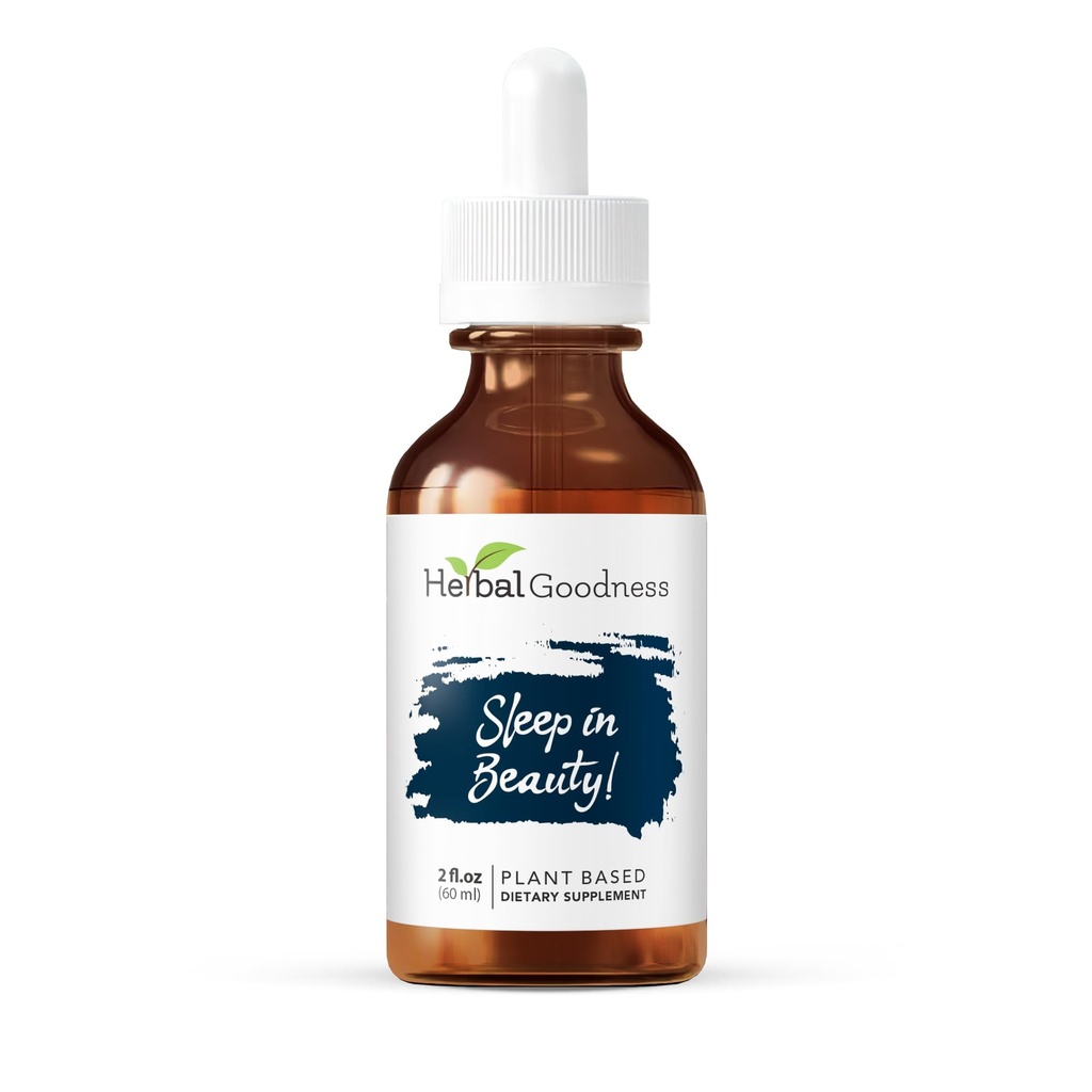 Søvn i skønhed - Organic Valerian Root Liquid Drops 2 Fl. oz, Lemon Balm, Natural Sleep Support til voksne, Hvile & Afslapning Støtte, Non-GMO, Vegan, Gluten- Free, USDA Organic, No Melatonin