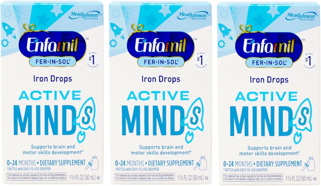 Enfamil Fer- In- Sol jerntilskud drop - 1,66 oz, pakning med 3 stk.
