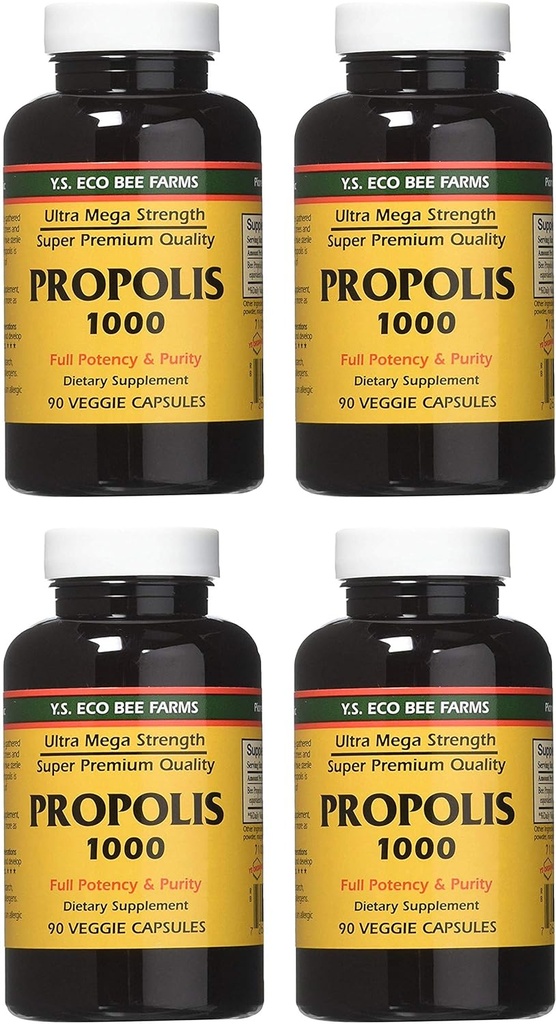 YS Eco Bee Farms Propolis 1000-90 caps (Pack of 4)
