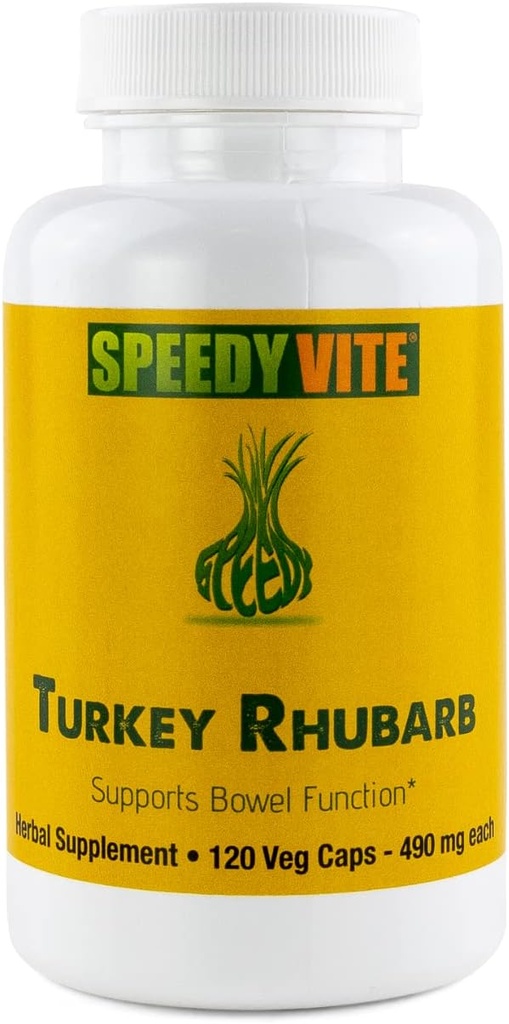 SpeedyVite ® Turkey Rabarb Formella 124; Understøtter tarm funktion *; Colon Detox og rense Formella 124; Indeholder Cascara Sagrada, Senna, Psyllium, Aloe Vera, Slippery Elm og mere (1x 120 Veg Caps)