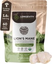 Organic Lions Mane Powder Mushroom Supplement 100g Budding124; Pure Fruiting Body 8: 1 High Strength Extract 124; 20% Beta- D Glucans 124; 13,280mg Raw Ækvivalent Per Serving Budding124; Fokus, Memory, Gut, Nerve & Brain Support