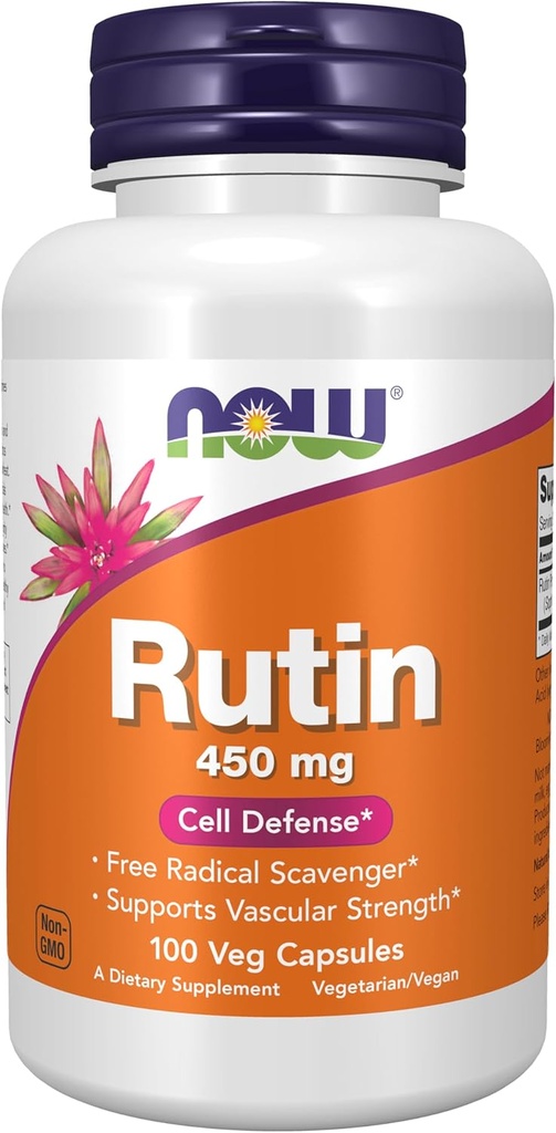 Now Foods Supplements, Rutin (Sophora japonica) 450 mg, Free Radical Scavenger *, Cell Defense *, 100 Veg kapsler