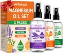 Venture Pal 3- Pack topic Magnesium Oil Spray sæt til Feet - Ideel gave til afslapning, bedre søvn, muskellindring for ben og joints, sundt hår & hud. Hurtig Absorption, non- greasy