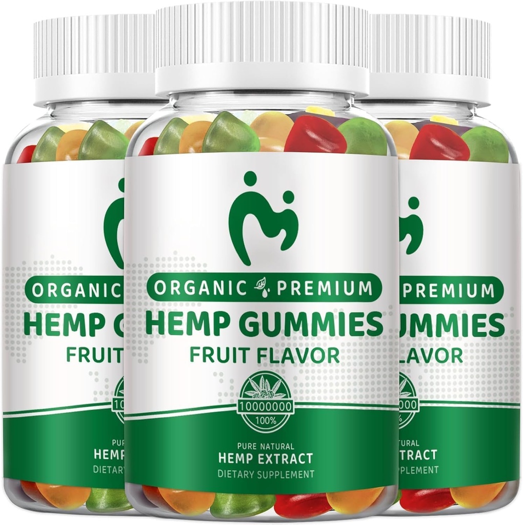 (3 Pack) Hamp Gummies Extra Strength - High Potency Pure Organic Hamp Oil Infured Gummy - 100% Natural Bear Hemp Gummy til Adults- Vegan, Non- GMO - Made in USA