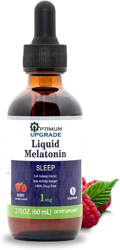 OU Melatonin flydende dvalestøtte 1mg • 124; 2 fl oz (60 ml) • 124; Berry Natural Flavor • 124; Drug- Free, Vegetarian Supplement for voksne • 124; Fall Assuming Hurtigere, Stay Assuming Længere