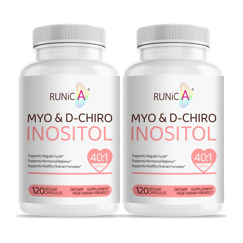 Myo- Inositol & D- Chiro Inositol supplement til kvinder - Ideel 40: 1 Ratio - Støtte kvinders Hormone Balance & Fertilitet & ovarie Sundhed - Vegansk pulver kapsler - 60- Day Supply