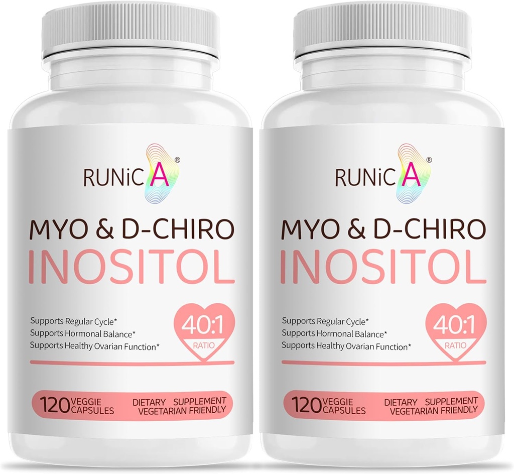 Myo- Inositol & D- Chiro Inositol supplement til kvinder - Ideel 40: 1 Ratio - Støtte kvinders Hormone Balance & Fertilitet & ovarie Sundhed - Vegansk pulver kapsler - 60- Day Supply