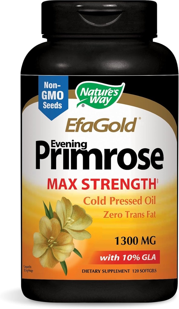 Nature 's Way Evening Primrose, EFA Gold Cold Pressed Oil 1300mg, 120 Softgels