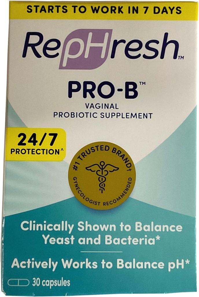 RepHresh Pro- B Vaginal Probiotic Supplement, Balancer Gær og Bakterier, Understøtter pH balance, 30 Kapsler