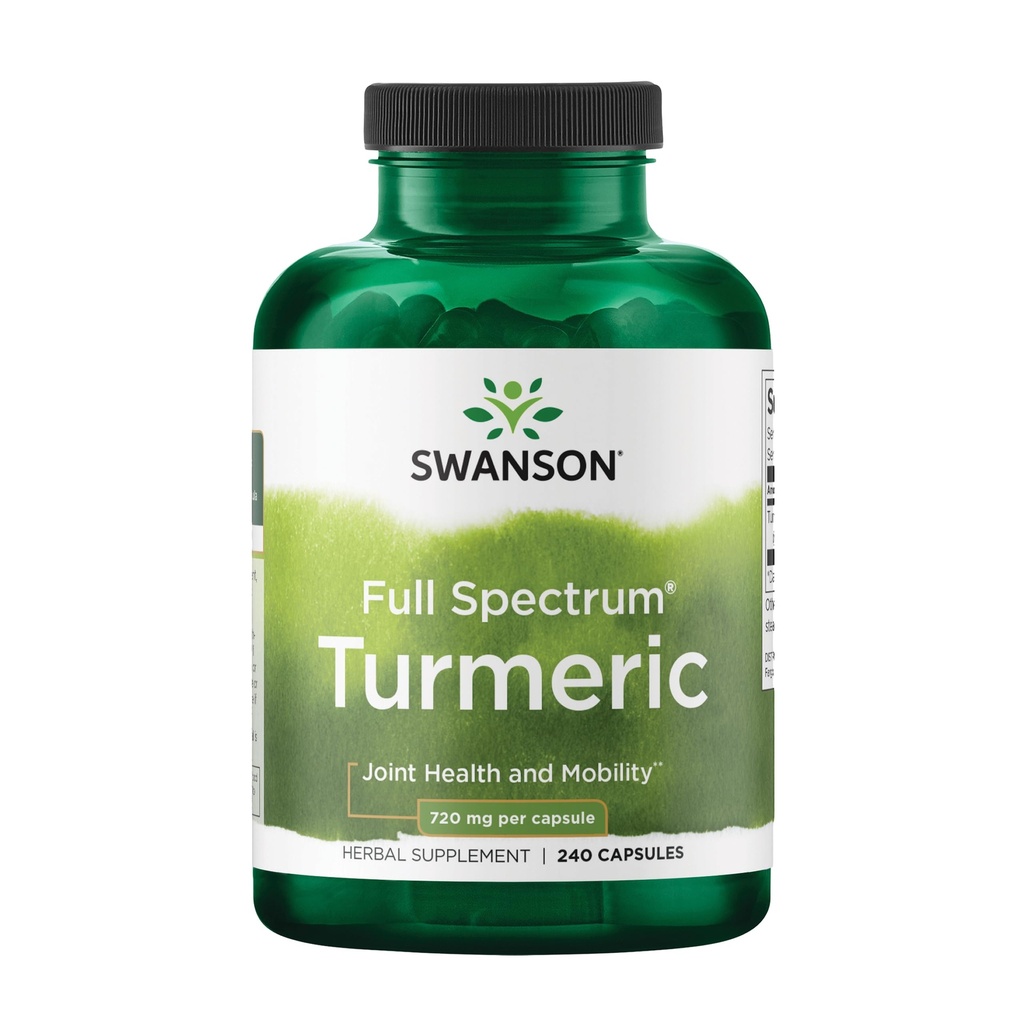 Swanson gurkemeje antioxidant, fælles sundhed, cardiovaskulær, lever Detox, mad og hukommelse Support Curcuma Longa (Rhizome) 720 mg, 240 kapsler, 120 Servere, 1,44 Bedste pr Servering