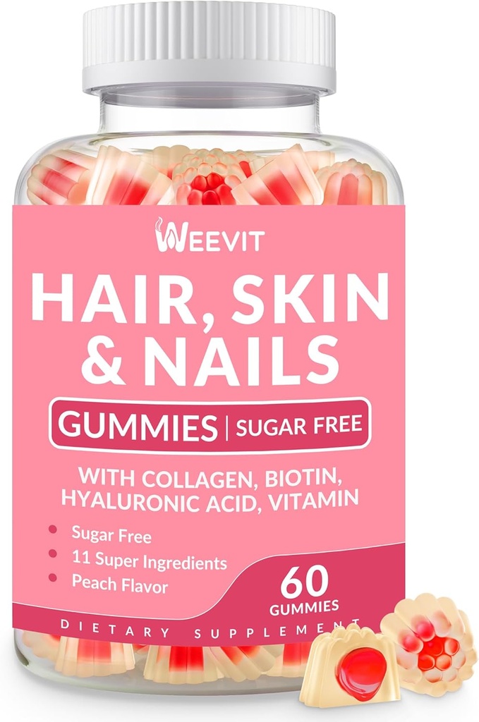 Hår hud og negle Gummies - Vegan Biotin 5000mcg vitaminer til kvinder & mænd understøtter hurtigere hårvækst, stærkere negle, glødende hud