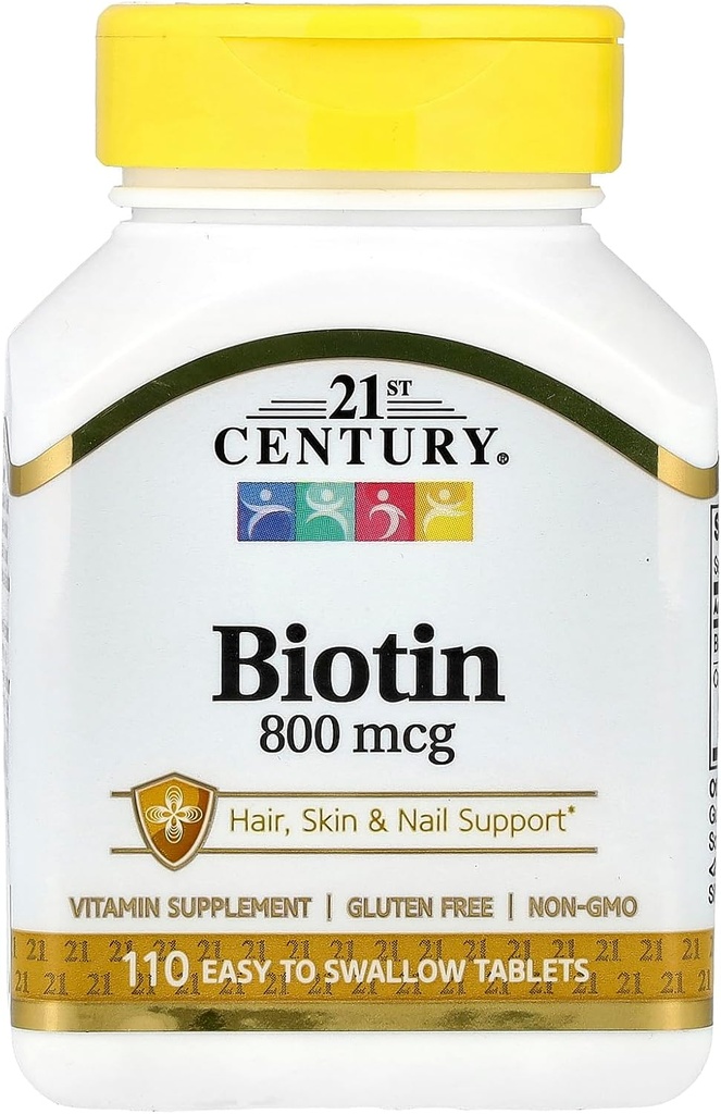 21. Century Biotin Tablets, 800 mcg, 110 Greve (pakke med 3)