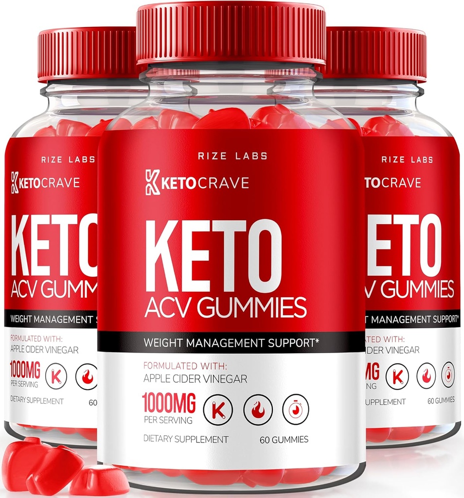 rize labs (Pack of 3 Ketocrave Keto ACV Gummies, for Advanced Weight Loss, Maksimum Strength Supplement, Gomitas Anmeldelser (180 Gummies)