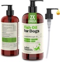 Deley Naturals Hund Fish Oil Islandsk 2X Omega - Hund klø hudlindring med Omega 3 6 9 for allergier, Coat & Heart - Omega 3 Fish Oil for Dogs Hudirritation - 16oz Omega Oil for Dogs Made in USA