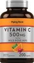 Piping Rock Vitamin C | 500mg | 200 Caplets | with Rose HIPS | Vegetarian, Non-GMO, Gluten Free Supplement