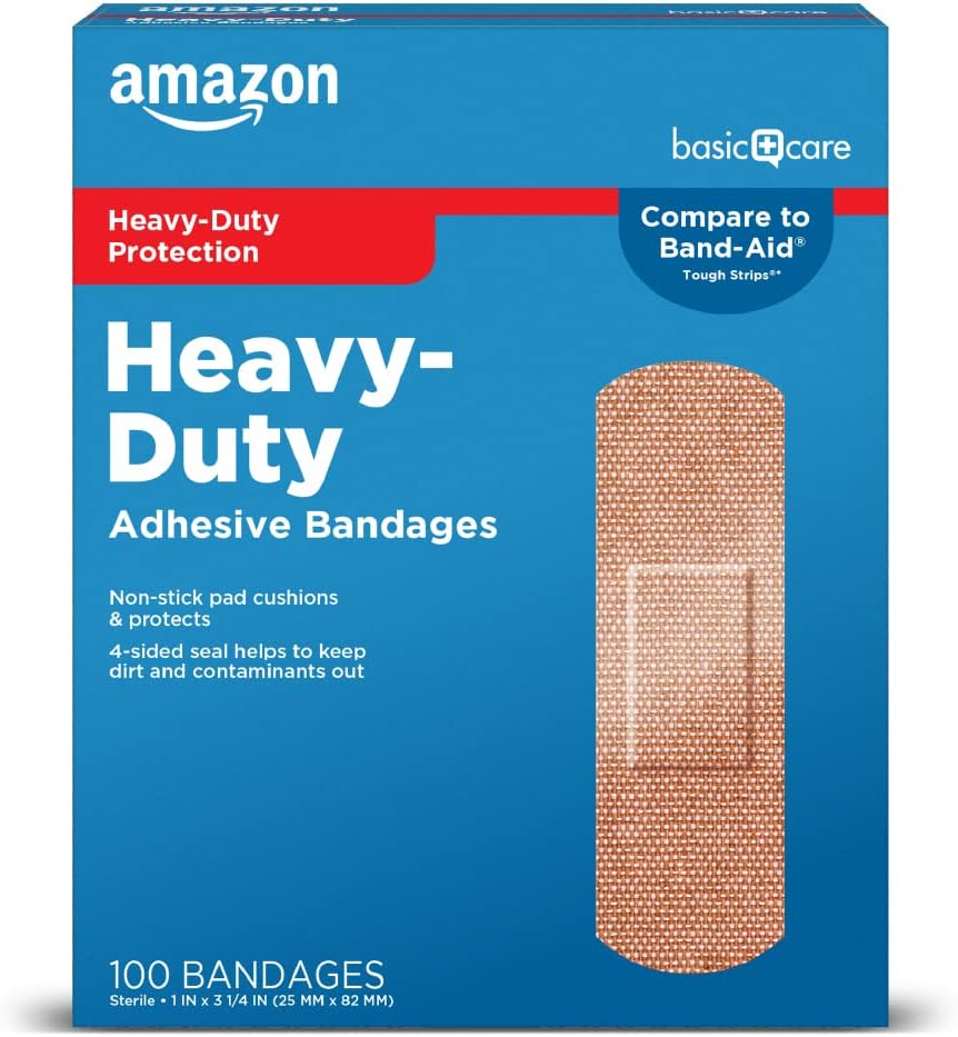 Basic Care Heavy-Duty Fabric Adhesive Bandages, Førstehjælp og Sårpleje Supplies, One Size, 100 Greve
