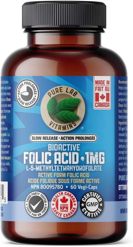 Pure Labs Vitamin Bioactive folinsyre 1mg Slow Release, 55 GR