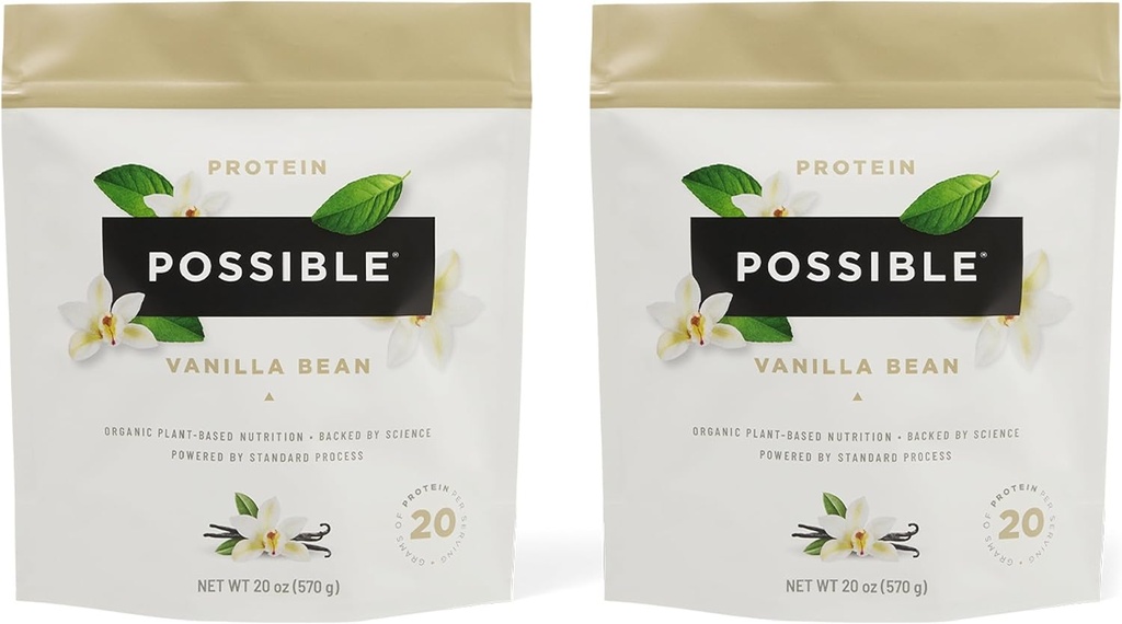 Protein Powder Vanilla Bean - 20g Vegansk, Plantbaseret Protein Mix - Non-GMO, Non-Dairy, Gluten- Free - 3,5g BCAA - 9 Essential Aminosyrer - 30-Day Supply - 2 Bag, 30 Servering