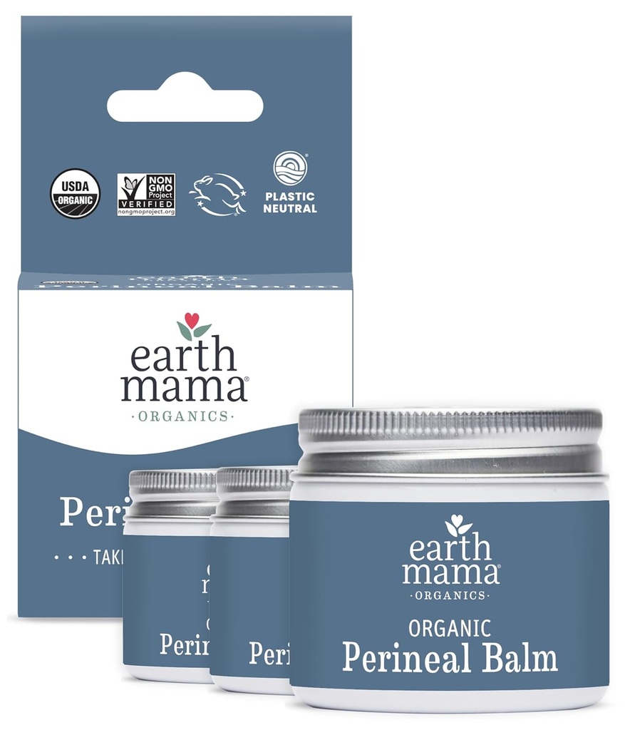 Earth Mama Organic Perineal Balm Budd124; Naturligt kølende urtemasse til graviditet og postpartum Relief med Heks Hazel & Calendula, Feminin Care Essentials, Ingen Benzocaine eller butan, 2-Oz (3- Pack)