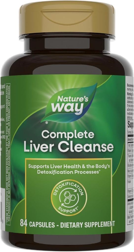 Nature 's Way Complete Lever Cleanse, Understøtter kroppens afgiftning Processer *, med mælk tidsel, B-vitaminer, Aminosyre Lever Blend, 84 kapsler (Packaging May Vary)