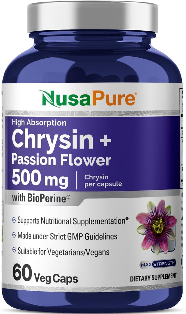 NusaPure Chrysin 500 mg, 60 Veggie Kapsler