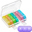 Ugentlig Pill Organizer 3 gange om dagen, 7 dages transportable Pill Box for piller, Vitaminer, Fish Oil, Medicin, Kosttilskud (3x7 Transparent + Rainbow)