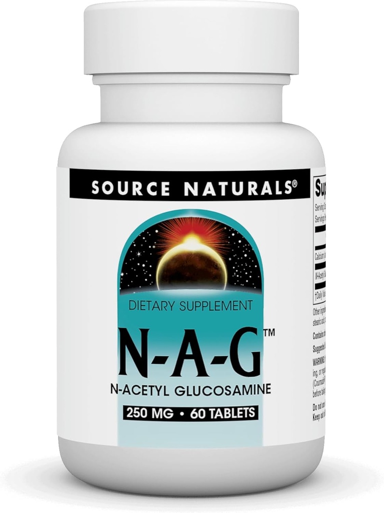 Source Naturals N-A-G, N-Acetyl Glucosamine for Joint Support and Intestinal Lining*, 250 mg - 60 Tablets